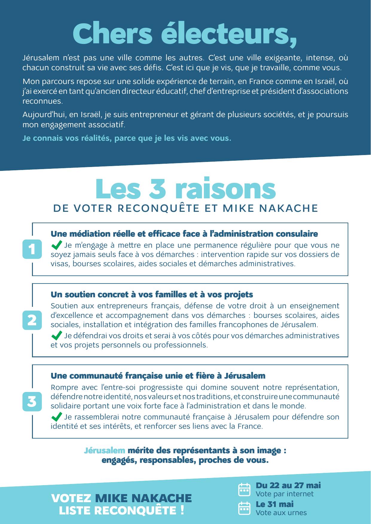 Aperçu de la profession de foi de Mike Nakache, page des propositions